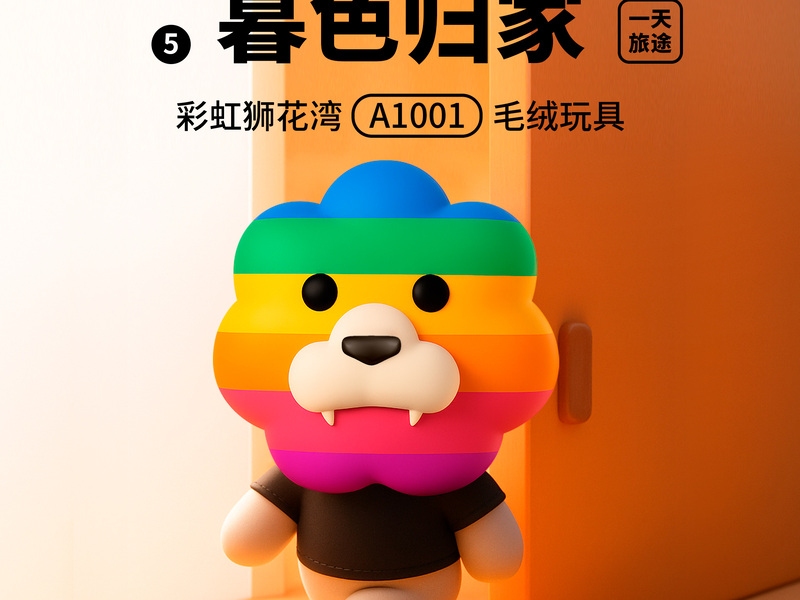 一天旅途：暮色归家，寻找「希望」的模样，彩虹狮花湾毛绒玩具