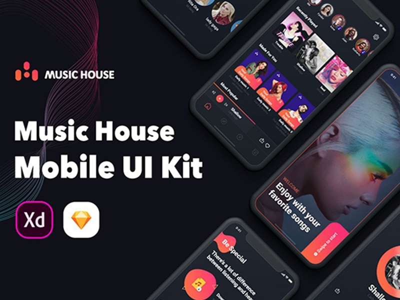 30+音乐娱乐APP界面屏幕和登录陆页